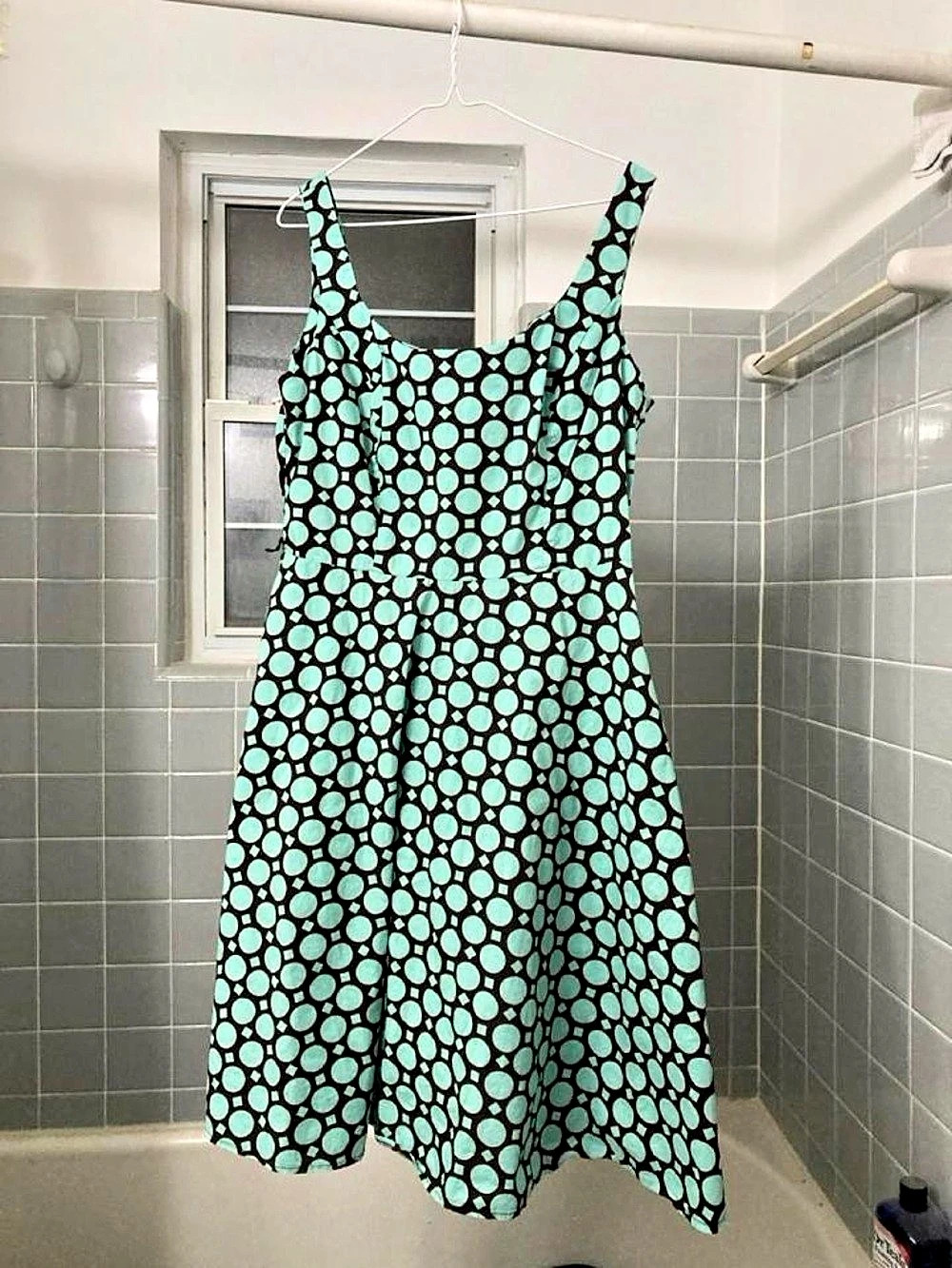 Retro brown and mint cotton swing dress